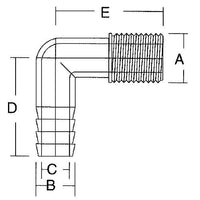 FORESPAR 901006 1/2 FEM. PIPE X 5/8 HOSE 90DEG ELBOW MARELON