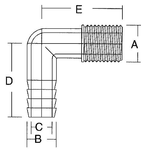 FORESPAR 901006 1/2 FEM. PIPE X 5/8 HOSE 90DEG ELBOW MARELON