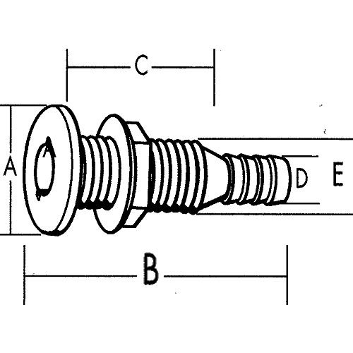 TH MARINE TH752XLDP 3/4IN THRU HULL (LONG)