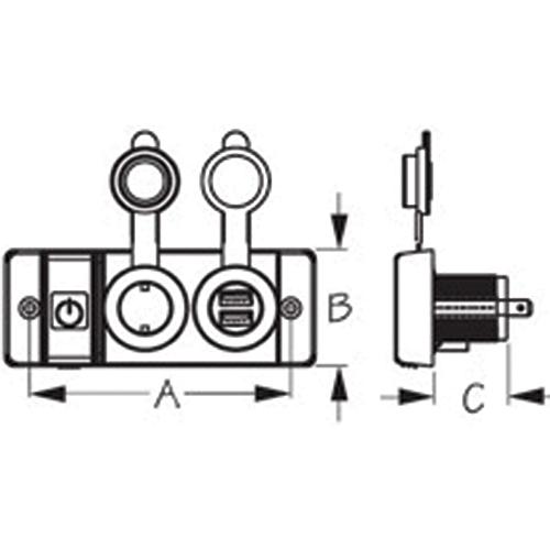 SEA DOG 426506-1 Double Usb & Power Socket Panel w/Breaker Switch