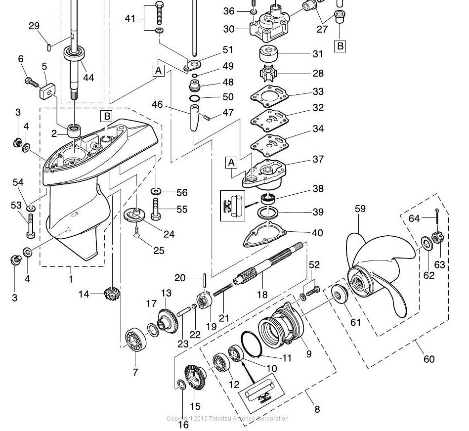 TOHATSU 369Q87323-1 PROP SHAFT HOUSING ASSY