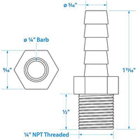 SEACHOICE 20801 MALE HOSE BARB 1/4 IN NTP X 1/4 IN HOSE