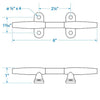 SEACHOICE 30251 6IN SS HOLLOW BASE CLEAT