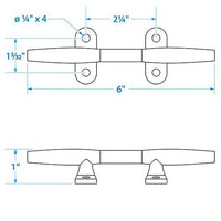 SEACHOICE 30251 6IN SS HOLLOW BASE CLEAT