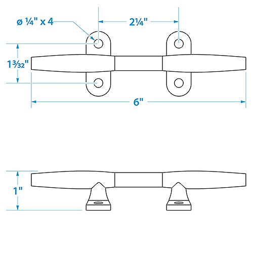 SEACHOICE 30251 6IN SS HOLLOW BASE CLEAT