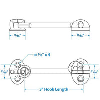 SEACHOICE 36141 3IN CABIN DOOR HOOK CHROME/BRASS