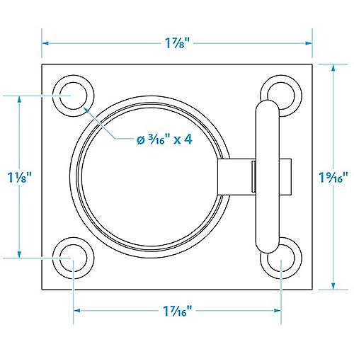 SEACHOICE 36661 FLUSH RING PULL 1-1/2 X 1-3/4