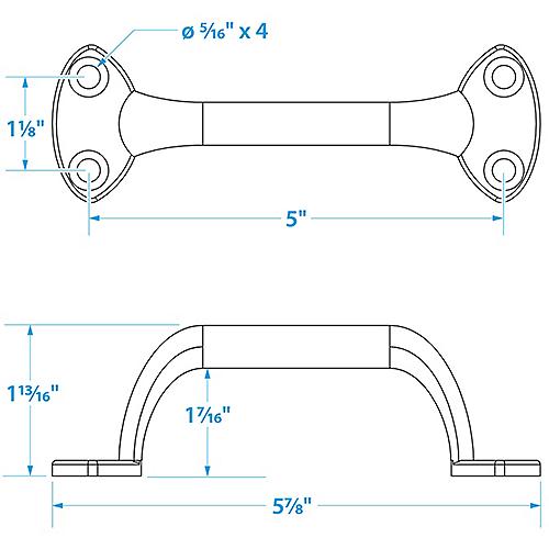 SEACHOICE 37501 6IN TRANSOM HANDLE CHROME ZINC