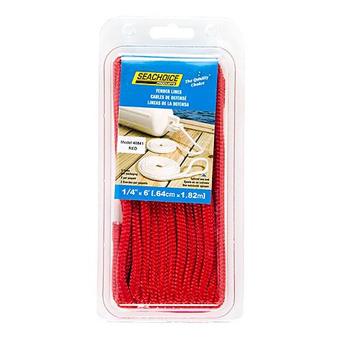 SEACHOICE 40841 1/4 X 6 RED FENDER LINES 2PK
