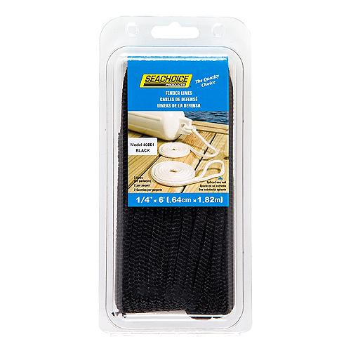 SEACHOICE 40861 1/4 X 6 BLACK FENDER LINES 2 PK