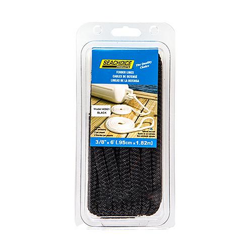 SEACHOICE 40961 3/8IN X 6FT BLACK FENDER LINES 2 PK