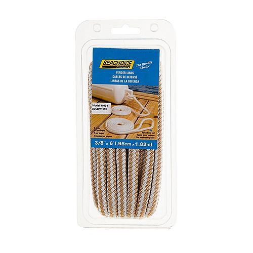 SEACHOICE 40991 3/8 X 6 GOLD/WHITE FENDER LINES 2 PK