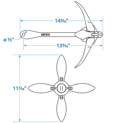 SEACHOICE 41010 5.5LB FOLDNG GRAPNEL ANCHOR