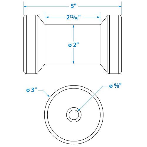 SEACHOICE 56190 5IN SPOOL ROLLER 5/8 SHAFT