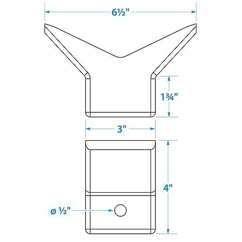 SEACHOICE 56260 BOW V STOP 3IN X 3IN