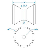SEACHOICE 56300 BOW ROLLER 3IN BLK RUBBER