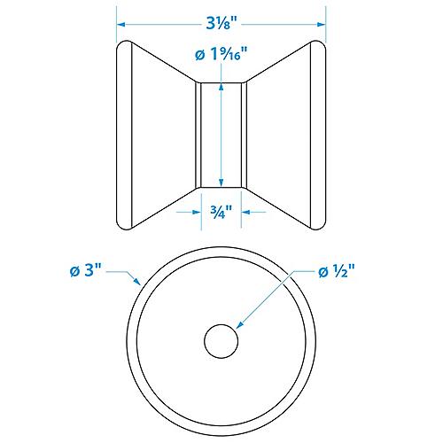 SEACHOICE 56300 BOW ROLLER 3IN BLK RUBBER