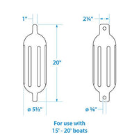 SEACHOICE 79261 TWIN EYE FENDER KIT BLACK 5.5IN X 20IN