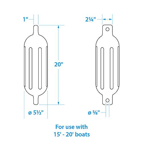SEACHOICE 79261 TWIN EYE FENDER KIT BLACK 5.5IN X 20IN