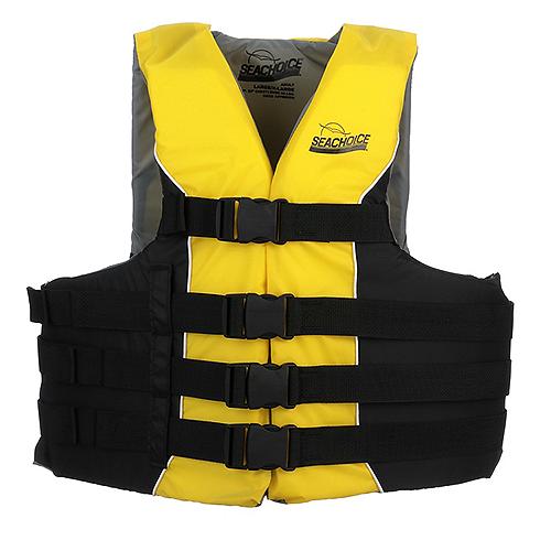 SEACHOICE 86420 BLACK/YEL 4 BELT VEST LG/XL