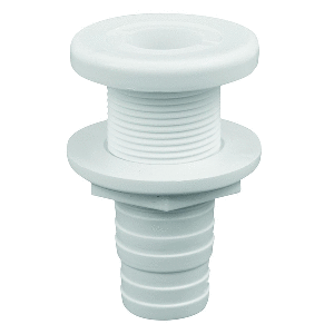 ATTWOOD 3874-3 WHITE PLASTIC THRU-HULL FITTING - 1-1/8" INNER DIAMETER