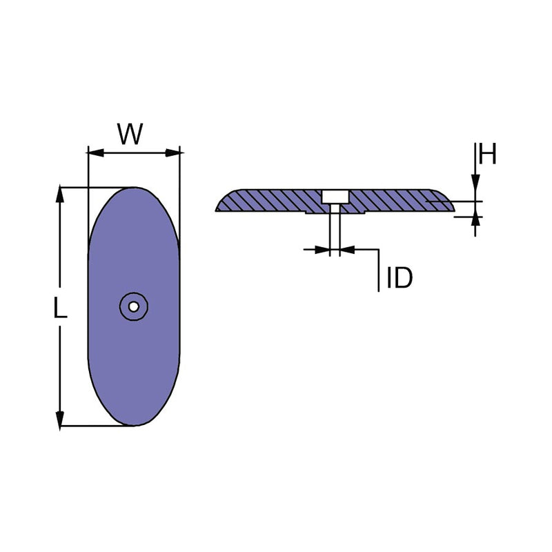 MARTYR CMMZ404 9-1/4" X 3-3/8" X 3/4" HULL ANODE, ZINC