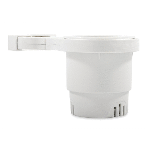 CAMCO 53086 CLAMP-ON RAIL MOUNTED CUP HOLDER - SMALL FOR UP TO 1-1/4" RAIL - WHITE