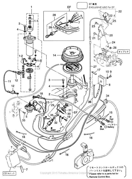 TOHATSU 3G2-76400-1 ELECTRIC START KIT (USED) FITS M9.9/15D2/18E2 2 STROKE MODELS