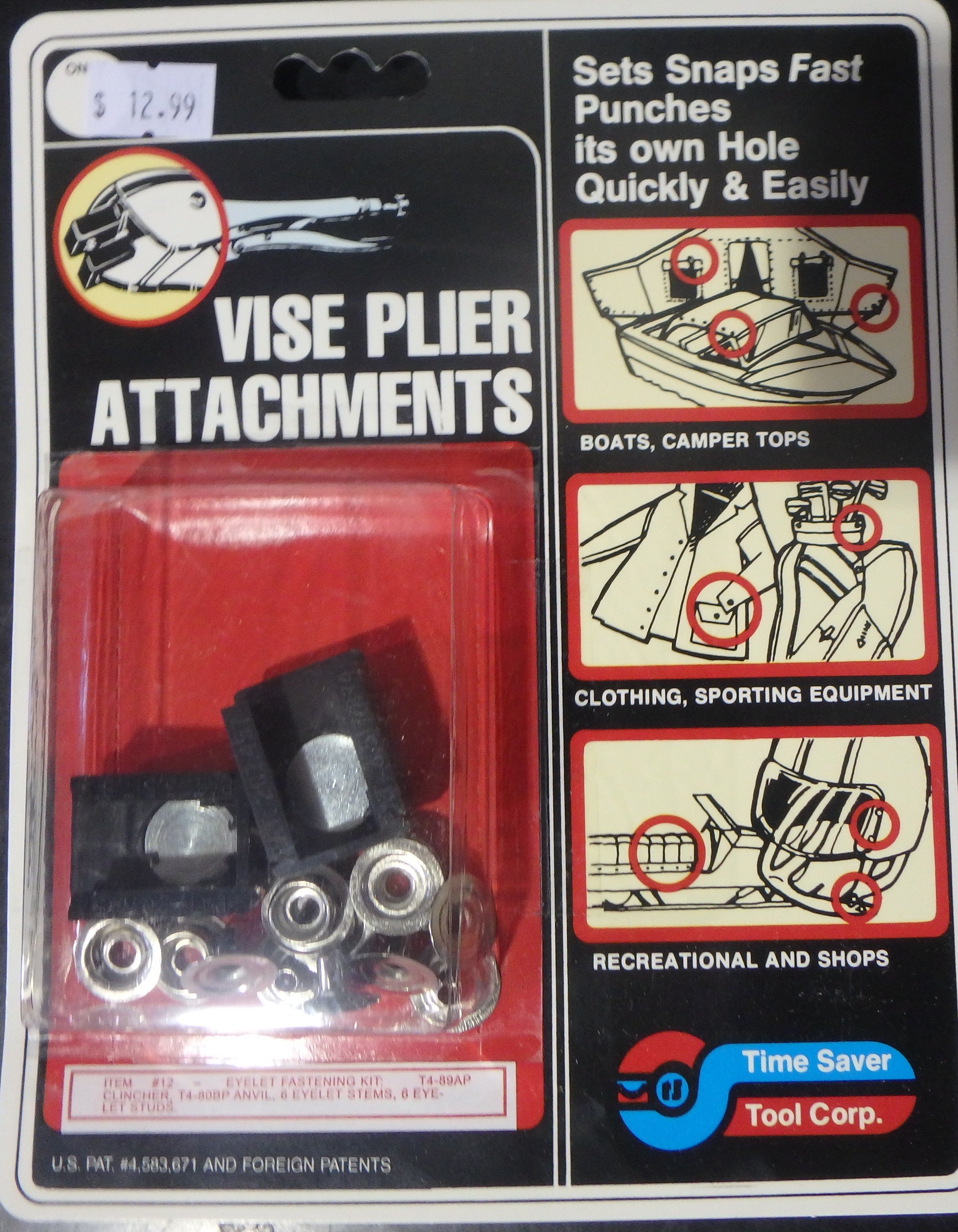 TIME-SAVER #12 CANVAS SNAP STUD VISE GRIP FASTENING KIT