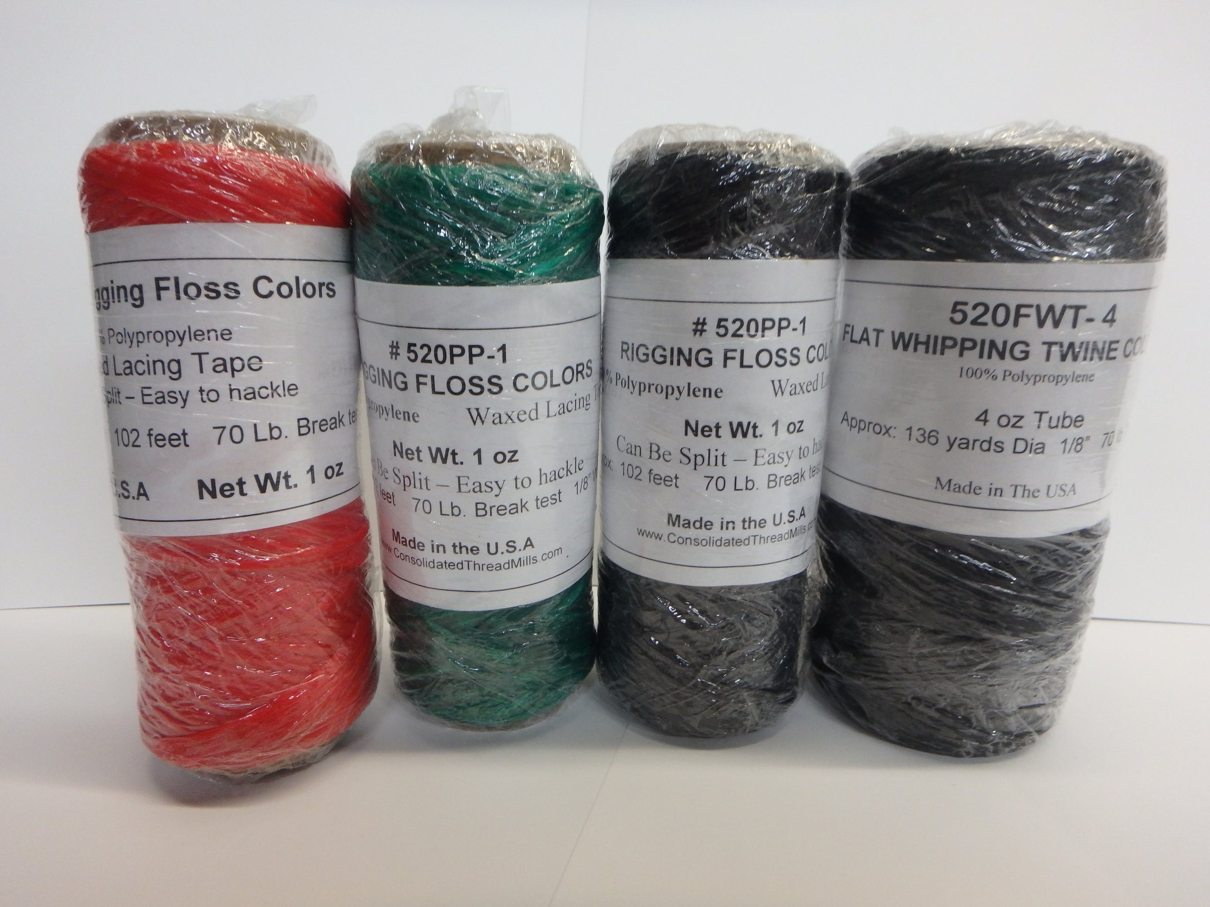 520FWT-1-RED FLAT POLYPRO WHIP FLOSS 1 OZ RED