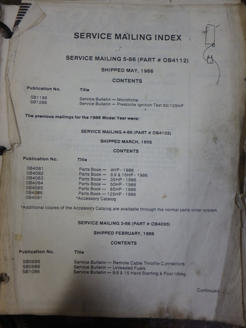 1984-1986 FORCE OUTBOARD SERVICE MANUALS (USED) #OB-4126, 4127, 4128, 4129, AND 4130, 4-125HP