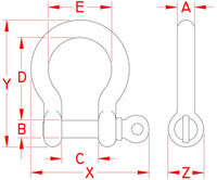 SUNCOR S0116-0008 BOW SHACKLE SS 5/16"