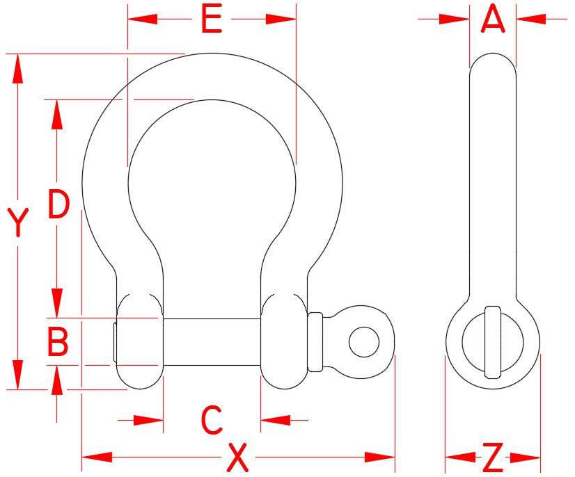 SUNCOR S0116-0008 BOW SHACKLE SS 5/16"