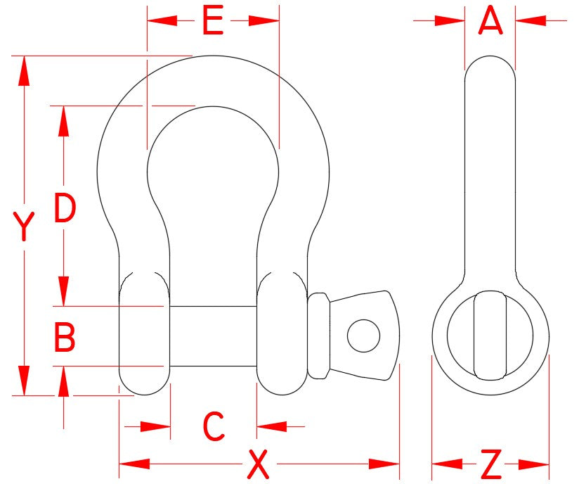 SUNCOR S0116-FS08 ANCHOR SHACKLE SS 5/16IN