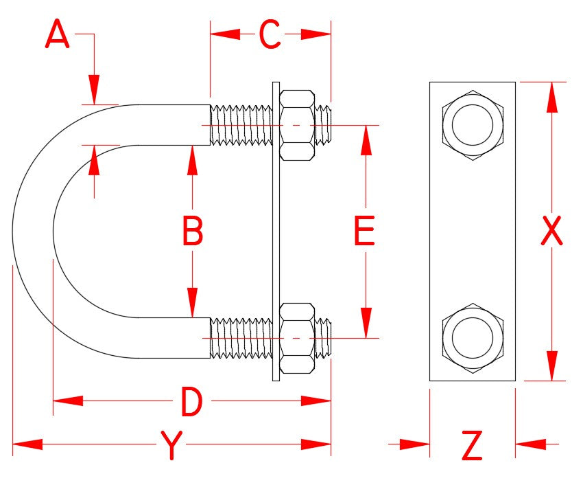 SUNCOR S0351-07010 U BOLT WITH PLATE 1/4"