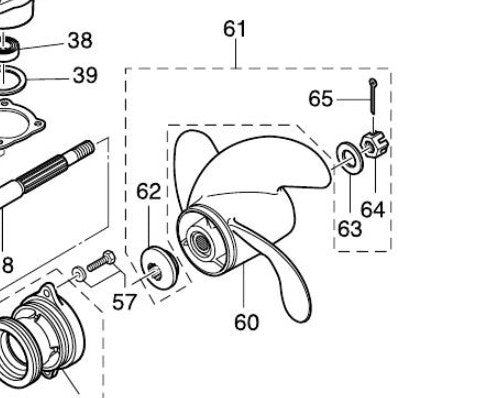 TOHATSU 3R1B64514-2 PROP 4/5/6 HP 3 BLADE 7.7 X 7P