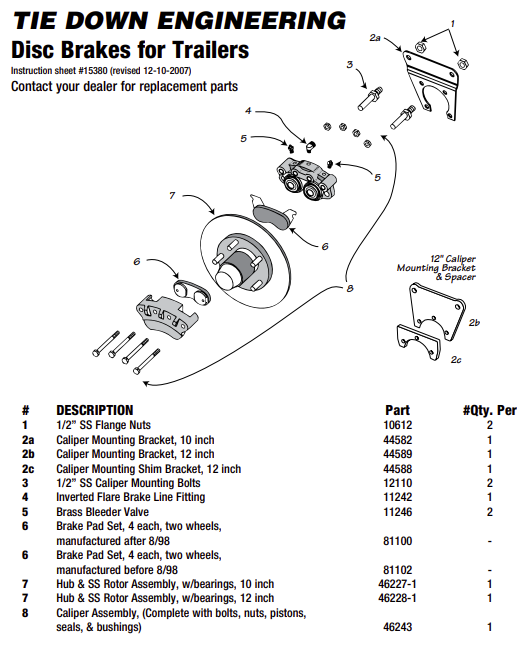 TIEDOWN 81100 FLOATNG BRAKE PAD SET