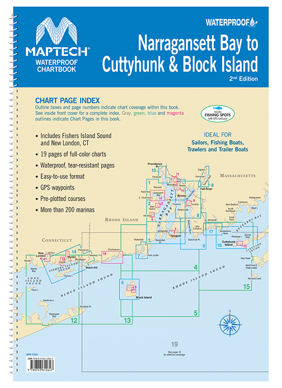 MAPTECH WPB0320-02 NARRAGANSETT BAY TO CUTTYHUNK AND BLOCK ISLAND
