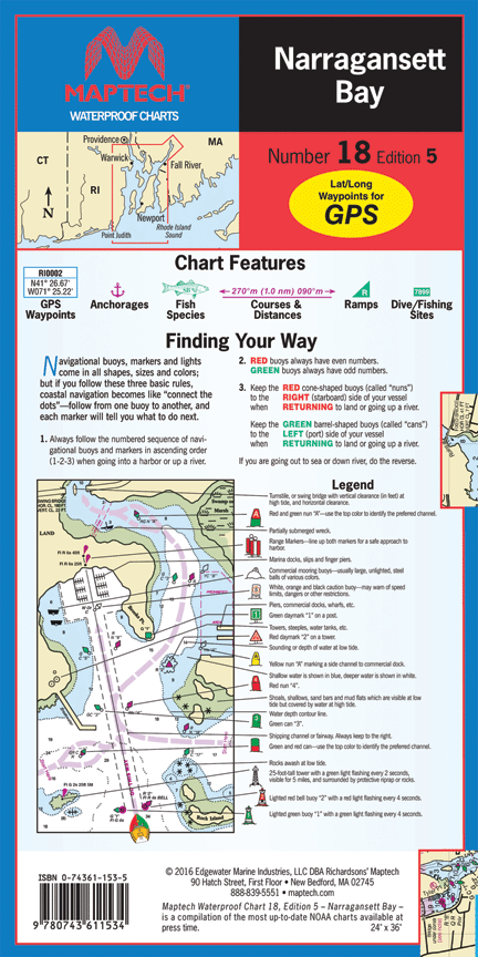 Maptech WPC018-05 Waterproof Folded ChartsCharts Narragansett Bay