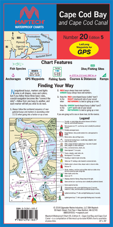 Maptech WPC020-05 Waterproof Folded Charts Cape Cod Bay