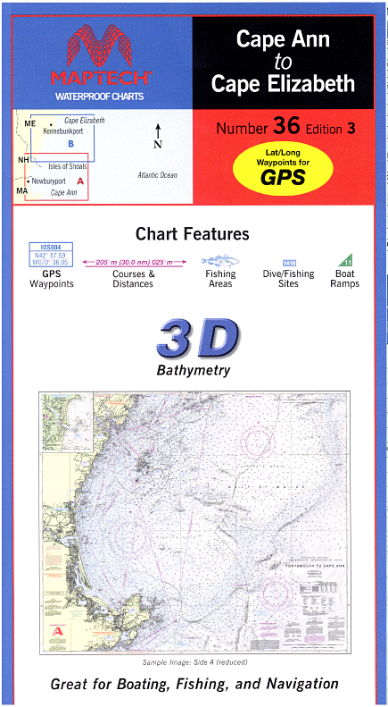 Maptech WPC036 Waterproof Folded Charts Cape Ann to Cape Elizabeth