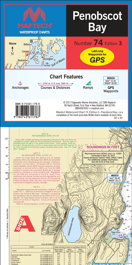 Maptech WPC074-03 Waterproof Folded Charts Penobscot Bay