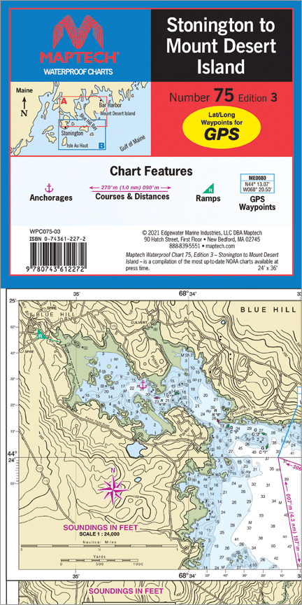 MAPTECH WPC075-03 Waterproof Folded Charts STONINGTON TO MOUNT DESERT ISLAND ME