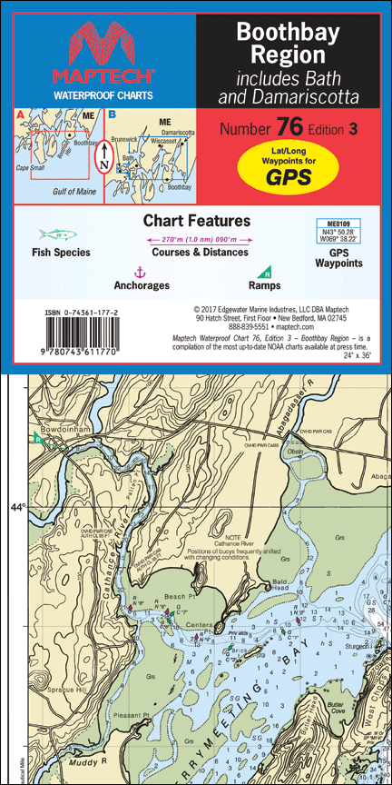 Maptech WPC076-03 Waterproof Folded Charts Boothbay Region