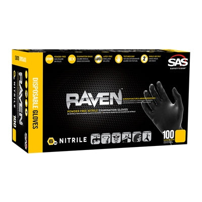 SAS 66519 BLACK NITRILE GLOVES XL (100 PER BOX)